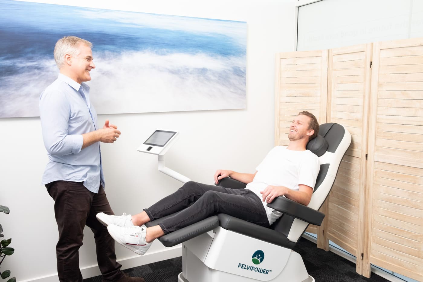 Nathan Scott, pelvic health physiotherapist, in the CoreGood clinic